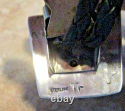 SPLENDID! EARLY TOMMY SINGER (d.) Navajo Sterling Silver THREE FIGURE Bolo Tie