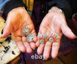 Santo Domingo/Kewa Rare EARLY MARY LOVATO Mosaic'HEALING HANDS' Shell Earrings