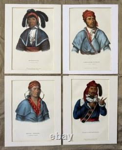 Set 4 McKenney & Hall Native American Chiefs Rice & Hart 1840s Lithographs