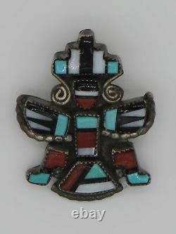 Signed Knifewing vintage early stone-to-stone Zuni inlay pin/pendant