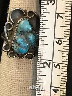 Silver 1930s Turquoise Ring by Navajo Etsitty Tsosie 1880-1937 Size 6.75