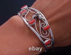 Silver Coral Open Flower Bracelet by Carolynn Nez AM62C