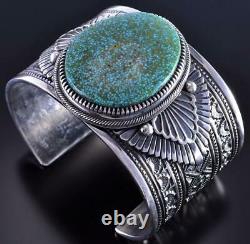 Silver & Kingman Spiderweb Turquoise Navajo Bracelet by Floyd Parkhurst 1K06K