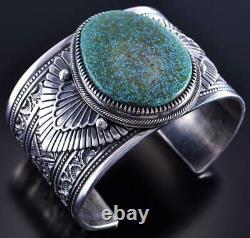 Silver & Kingman Spiderweb Turquoise Navajo Bracelet by Floyd Parkhurst 1K06K