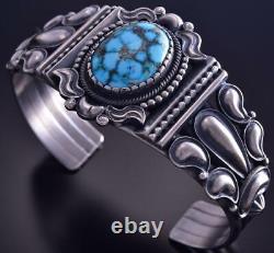 Silver & Kingman Turquoise Navajo Concho Handstamp Bracelet Derrick Gordon ZG24H