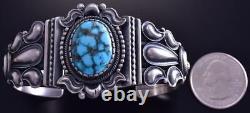 Silver & Kingman Turquoise Navajo Concho Handstamp Bracelet Derrick Gordon ZG24H