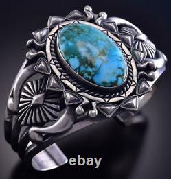 Silver & Kingman Turquoise Navajomade Sun Rays Bracelet by Derrick Gordon ZJ13C