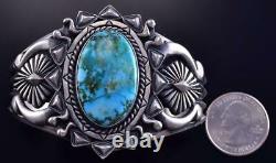 Silver & Kingman Turquoise Navajomade Sun Rays Bracelet by Derrick Gordon ZJ13C