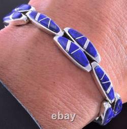 Silver & Lapis Navajo Inlay Link Bracelet by Touch of Santa Fe/TG 1K06W