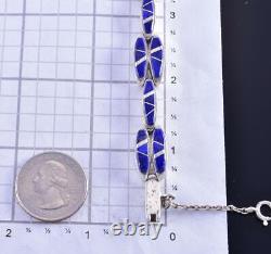 Silver & Lapis Navajo Inlay Link Bracelet by Touch of Santa Fe/TG 1K06W