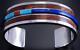Silver Lapis And Burl Wood Inlay Bracelet By David Kuticka 7h02a