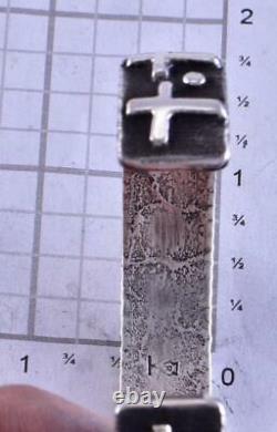 Silver Navajo Tufacast Savior Cross Bracelet by Ernest Rangel 1L10Q