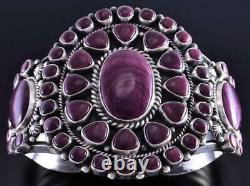 Silver & Purple Spiny Oyster Shell Navajo Cluster Bracelet by Tyler Brown 1K06G