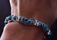 Silver & Turquoise Mountains Navajo Inlay Link Bracelet By Kenneth Bitsie Zc03e
