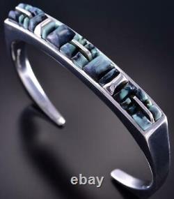 Silver & Variscite Turquoise Navajo Inlay Women's Bracelet by Stoneweaver 1F22M