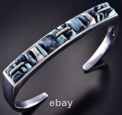 Silver & Variscite Turquoise Navajo Inlay Women's Bracelet by Stoneweaver 1F22M