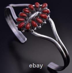 Silver and Red Coral Zuni Bracelet by Mary Ann Chavez 9K09H