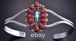 Silver and Red Coral Zuni Bracelet by Mary Ann Chavez 9K09H