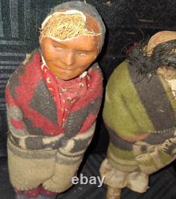 Skookum Dolls Lot of 2 Very Early Dried Apple & Other Need Some Repair
