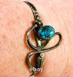 Southwest Turquoise DK matrix Sterling Silver Cuff Bracelet Navajo Les Baker VTG