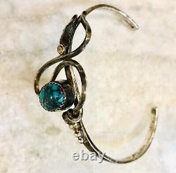 Southwest Turquoise DK matrix Sterling Silver Cuff Bracelet Navajo Les Baker VTG