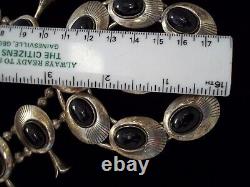 Sterling Navajo early 1900 ella peters signed Black Onyx Squash Blossom Necklace