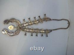 Sterling Navajo early 1900 ella peters signed Black Onyx Squash Blossom Necklace