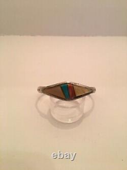 Sterling bracelet with mop / turquoise early Native American made /sighned