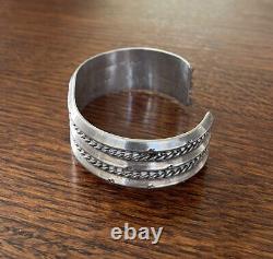 Stunning Antique Estate Early Navajo Wide Thick Sterling Silver Cuff Bracelet