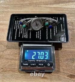 Stunning Early Navajo Turquoise, and Lapis Watch (RB) Sec/ Band Mother Of Pearl