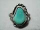 Stunning Early Vintage Navajo Turquoise Sterling Silver Rope Ring Old