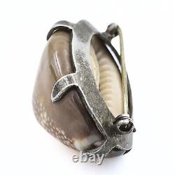 Stupendous Sterling Silver Early Navajo Native American Shell Pin
