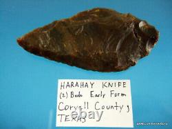 Super Fine Authentic Texas Early Fluted Harahey Knife Ex Dr Tatu Arrowheads COA