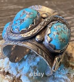 Super Rare Early Zuni DAN SIMPLICIO Massive Sterling & Turquoise Snake Ring 32G