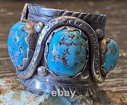 Super Rare Early Zuni DAN SIMPLICIO Massive Sterling & Turquoise Snake Ring 32G