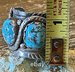 Super Rare Early Zuni DAN SIMPLICIO Massive Sterling & Turquoise Snake Ring 32G