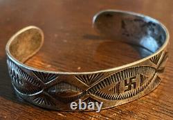 Superb Early Navajo Coin Silver WHIRLING LOG Bracelet Fred Harvey Era pre-1930s