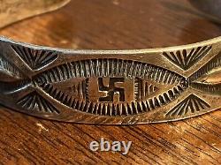 Superb Early Navajo Coin Silver WHIRLING LOG Bracelet Fred Harvey Era pre-1930s