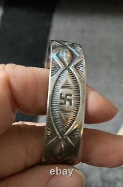 Superb Early Navajo Coin Silver WHIRLING LOG Bracelet Fred Harvey Era pre-1930s