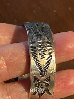 Superb Early Navajo Coin Silver WHIRLING LOG Bracelet Fred Harvey Era pre-1930s