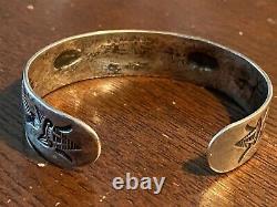 Superb Early Navajo Coin Silver WHIRLING LOG Bracelet Fred Harvey Era pre-1930s