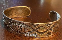 Superb Early Navajo Coin Silver WHIRLING LOG Bracelet Fred Harvey Era pre-1930s