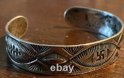 Superb Early Navajo Coin Silver WHIRLING LOG Bracelet Fred Harvey Era pre-1930s