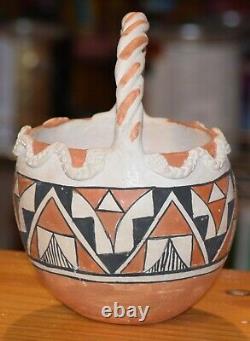 Superb Vintage Handcoiled Acoma Pueblo Basket! MID To Early 1900's/free Shipping