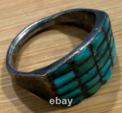 Superb Zuni Early Turquoise Channel Set Tiny Rectangular Turquoise 9.5 Y