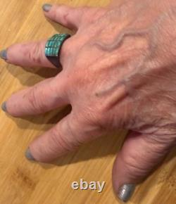 Superb Zuni Early Turquoise Channel Set Tiny Rectangular Turquoise 9.5 Y