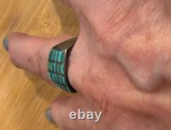 Superb Zuni Early Turquoise Channel Set Tiny Rectangular Turquoise 9.5 Y Superb Zuni Early Turquoise Channel Set Tiny Rectangular Turquoise 9.5 Y