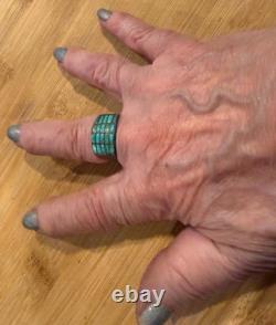 Superb Zuni Early Turquoise Channel Set Tiny Rectangular Turquoise 9.5 Y