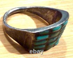 Superb Zuni Early Turquoise Channel Set Tiny Rectangular Turquoise 9.5 Y