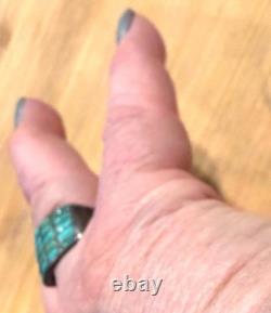 Superb Zuni Early Turquoise Channel Set Tiny Rectangular Turquoise 9.5 Y